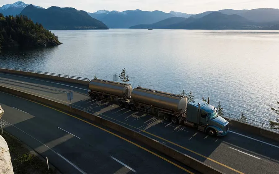 Logistics truck on open road
